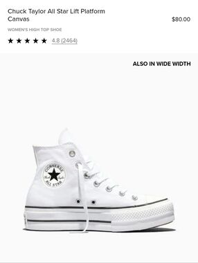 Chuck Taylor All Star Lift Premium, Converse Canvas, White.